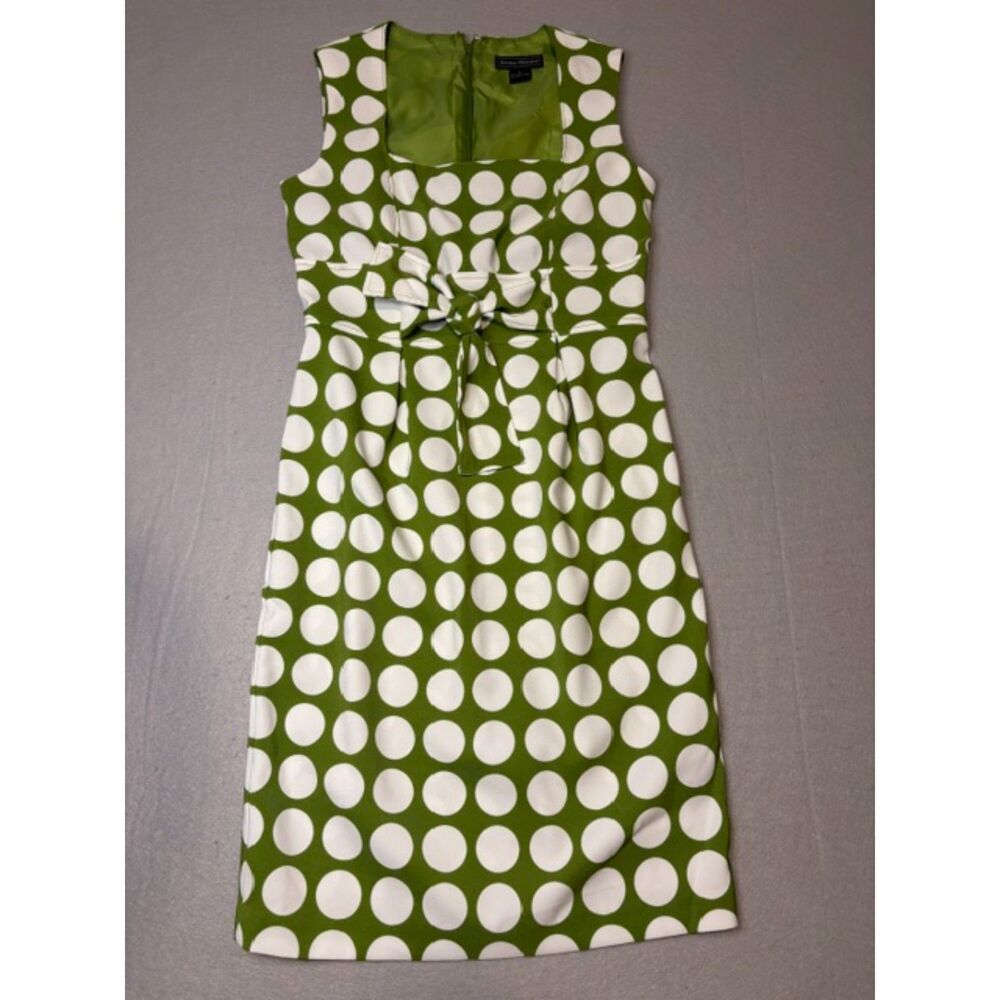 Jessica Howard Sheath Dress Sz 6 Bow Lined Polka Dots 60's Mod Trad Wife Summer